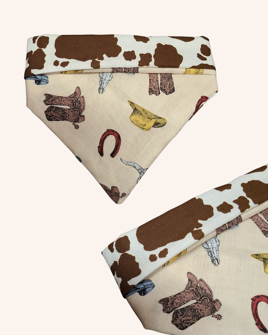 Cowboy/Cow Print Reversible Bandana